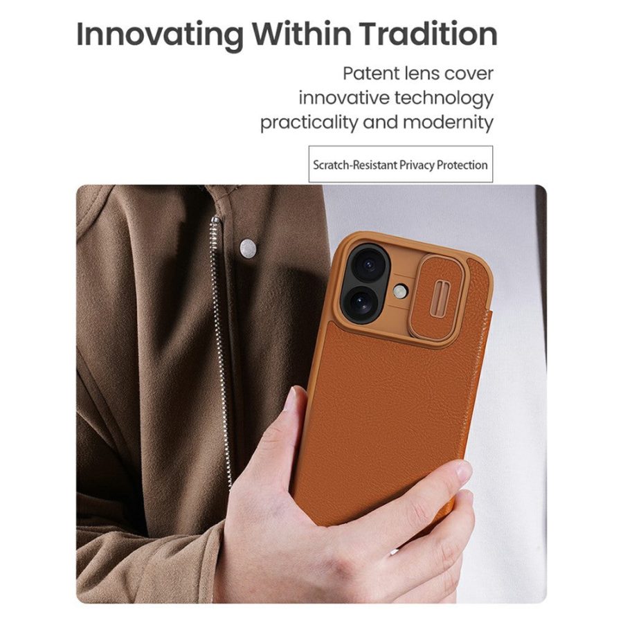 6601181520A-8 NILLKIN Qin Pro Series for iPhone 17 Case with Card Slots Leather Phone Cover