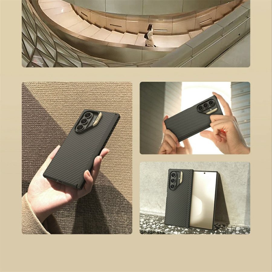 6601181730A-5 NILLKIN For Samsung Galaxy Z Fold7 Case Carbon Fiber Back Shockproof Phone Cover with Magnetic Support