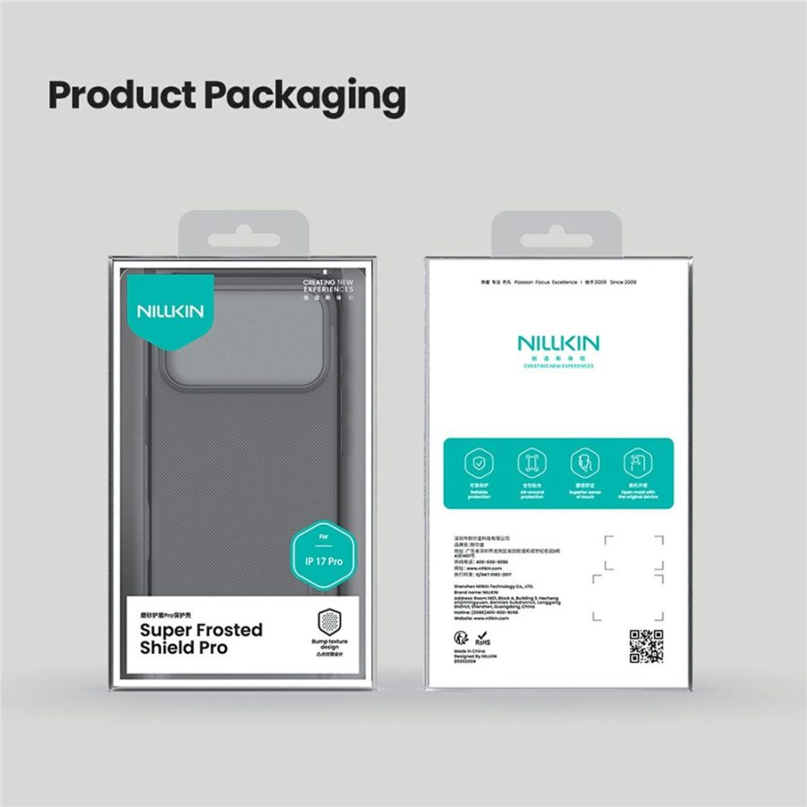 6601181768A-10 NILLKIN Super Frosted Shield Pro For iPhone 17 Pro Case Matte PC - TPU Clear Black Phone Back Cover