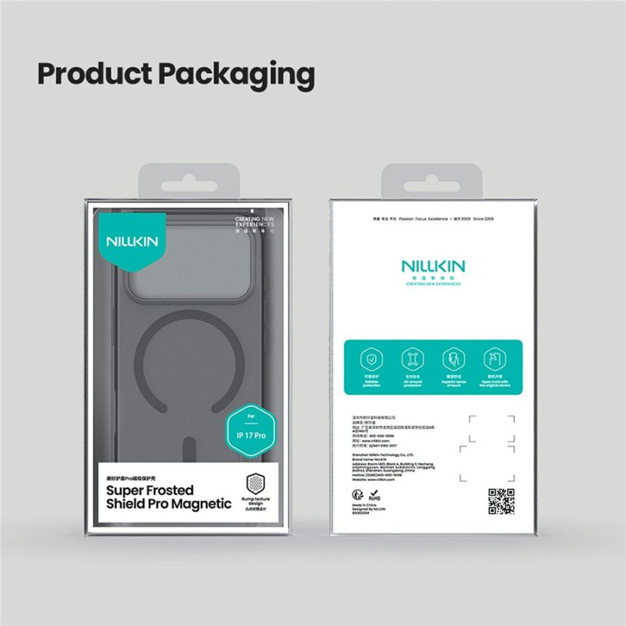 6601181769A-11 NILLKIN Super Frosted Shield Pro for iPhone 17 Pro Magnetic Case Matte PC - TPU Clear Black Phone Back Cover