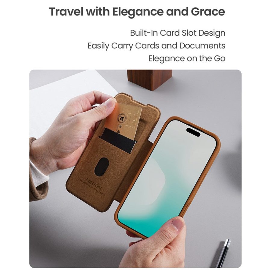 6601183112A-10 NILLKIN Qin Pro Series for iPhone Air Case with Card Slots Leather Phone Cover