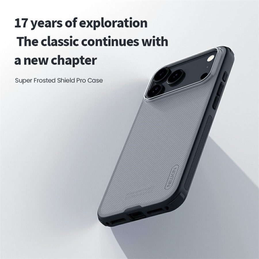 6601183285A-6 NILLKIN Super Frosted Shield Pro For iPhone 17 Pro Max Case Matte PC - TPU Clear Black Phone Back Cover