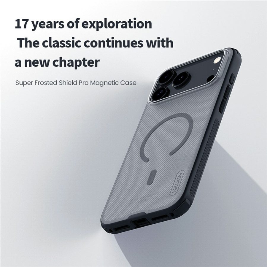 6601183286A-6 NILLKIN Super Frosted Shield Pro for iPhone 17 Pro Max Magnetic Case Matte PC - TPU Clear Black Phone Back Cover