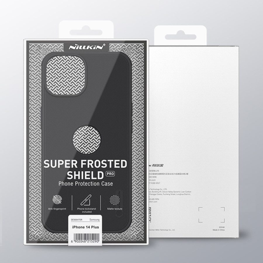 NILLKIN Super Frosted Shield Pro Phone Case for iPhone 14 Plus Anti-scratch Matte Hard PC Phone Cover (Hollow-out Design for Logo)