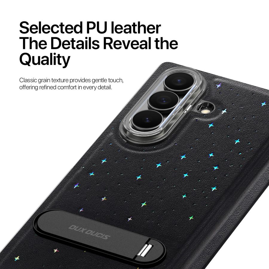 6601188009A-6 DUX DUCIS For Samsung Galaxy Z Fold7 Case STEX Series Kickstand Star Pattern PU Leather Back Cover with Tempered Glass Film