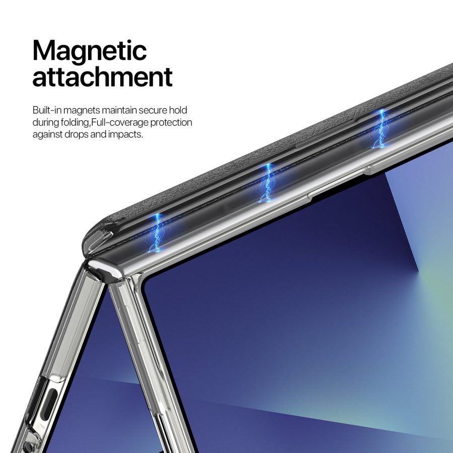 6601188009A-8 DUX DUCIS For Samsung Galaxy Z Fold7 Case STEX Series Kickstand Star Pattern PU Leather Back Cover with Tempered Glass Film