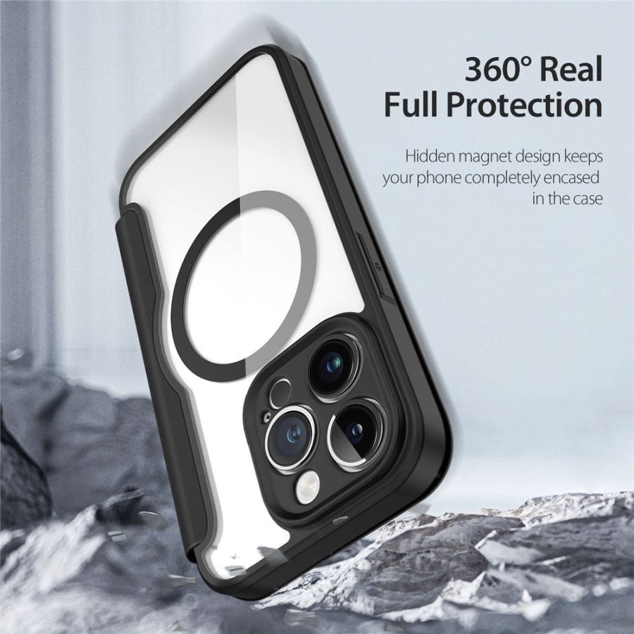 660118896A-10 DUX DUCIS Skin X Pro Series For iPhone 14 Pro Leather Case Flip Cover Compatible with MagSafe