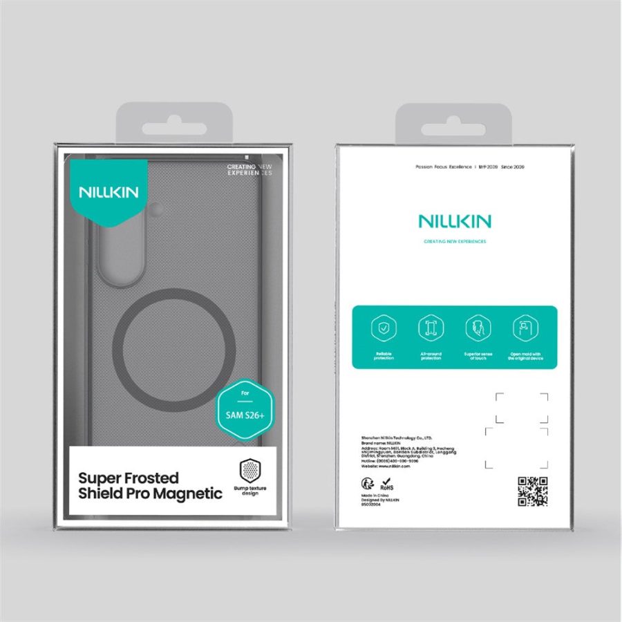 6601197070A-14 NILLKIN Super Frosted Shield Pro for Samsung Galaxy S26+ Magnetic Case Matte PC - TPU Clear Black Phone Back Cover