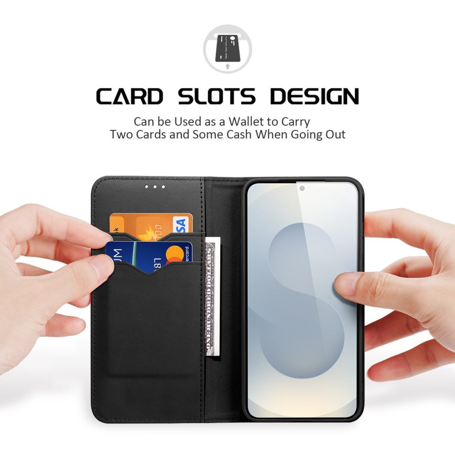 DUX DUCIS For Samsung Galaxy S26 Case Hivo Series Cowhide Leather RFID Blocking Wallet Stand Flip Phone Cover