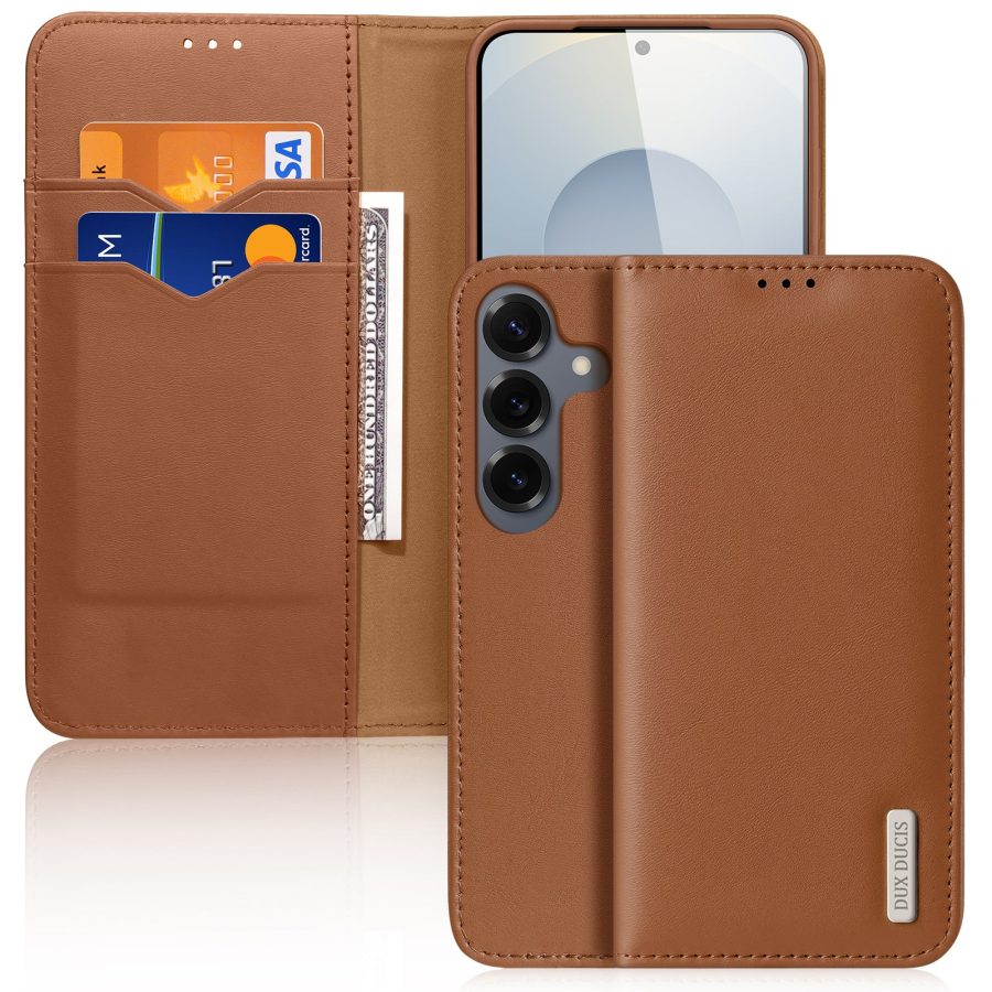 DUX DUCIS For Samsung Galaxy S26 Case Hivo Series Cowhide Leather RFID Blocking Wallet Stand Flip Phone Cover