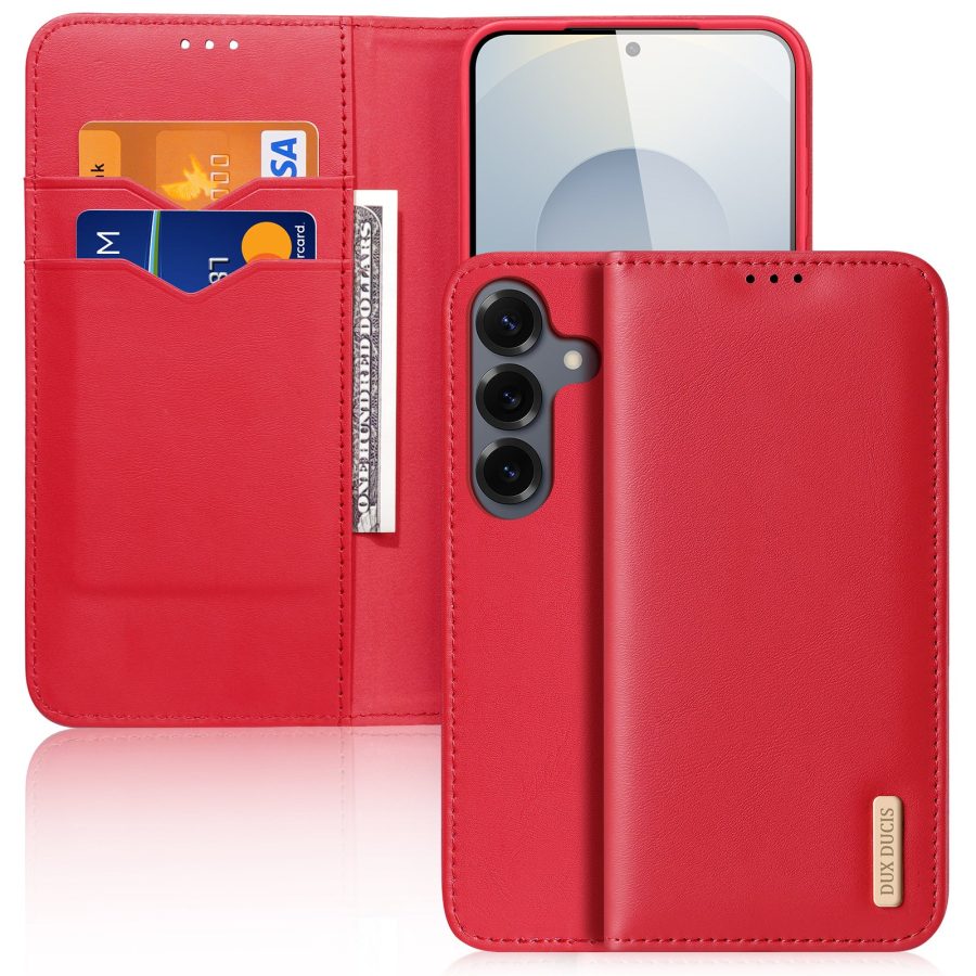 DUX DUCIS For Samsung Galaxy S26 Case Hivo Series Cowhide Leather RFID Blocking Wallet Stand Flip Phone Cover