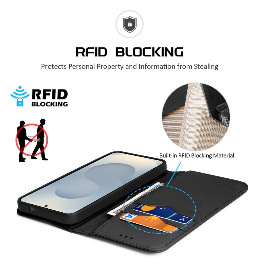 DUX DUCIS For Samsung Galaxy S26+ Case Hivo Series Cowhide Leather RFID Blocking Wallet Stand Flip Phone Cover
