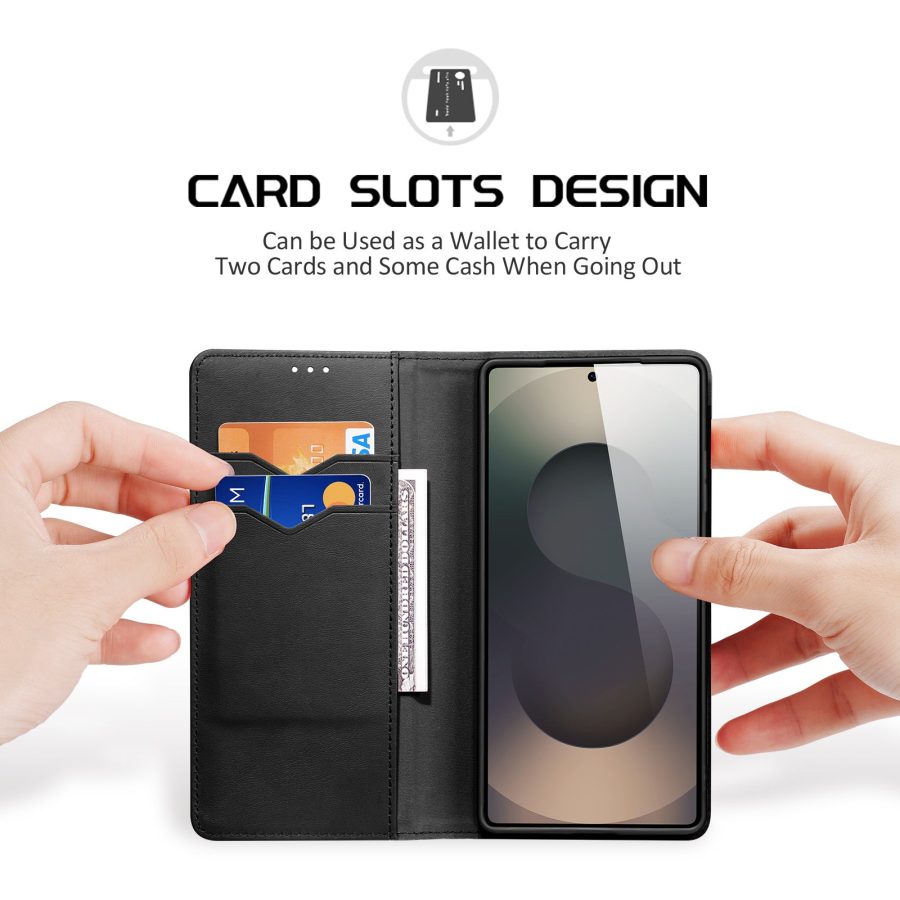 6601199653A-2 DUX DUCIS For Samsung Galaxy S26 Ultra Case Hivo Series Split Leather RFID Blocking Wallet Stand Flip Phone Cover (Non-magnetic)