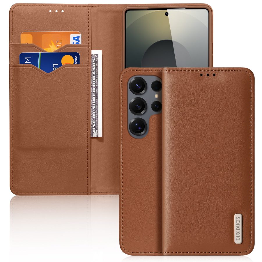 6601199653B-1 DUX DUCIS For Samsung Galaxy S26 Ultra Case Hivo Series Split Leather RFID Blocking Wallet Stand Flip Phone Cover (Non-magnetic)