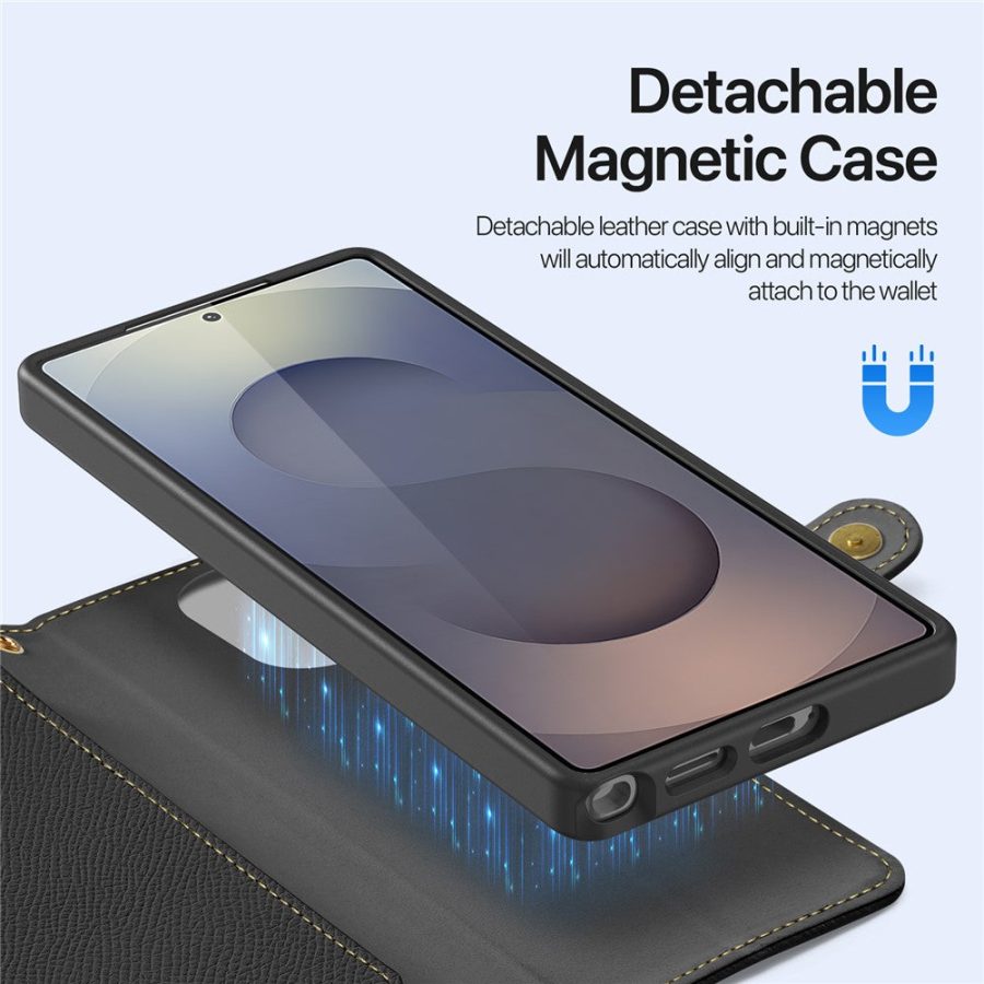 6601200093A-5 DUX DUCIS Lawa Series For Samsung Galaxy S26 Ultra Case Detachable Magnetic Cowhide Leather Cover Zipper Wallet