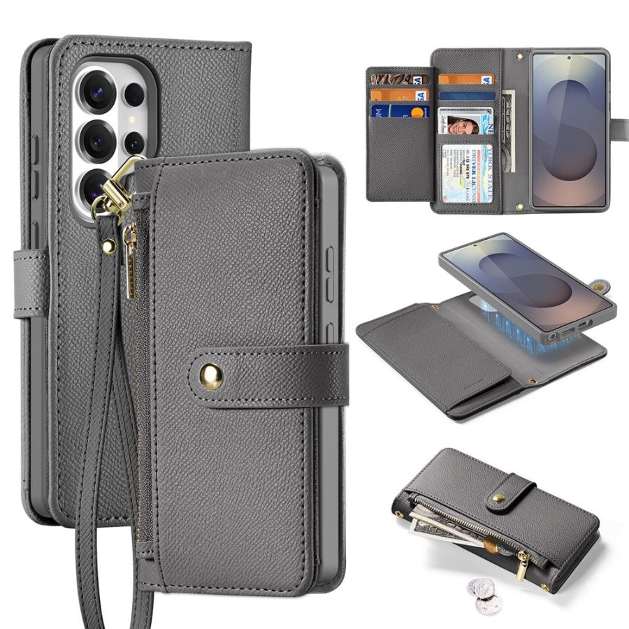6601200093B-1 DUX DUCIS Lawa Series For Samsung Galaxy S26 Ultra Case Detachable Magnetic Cowhide Leather Cover Zipper Wallet