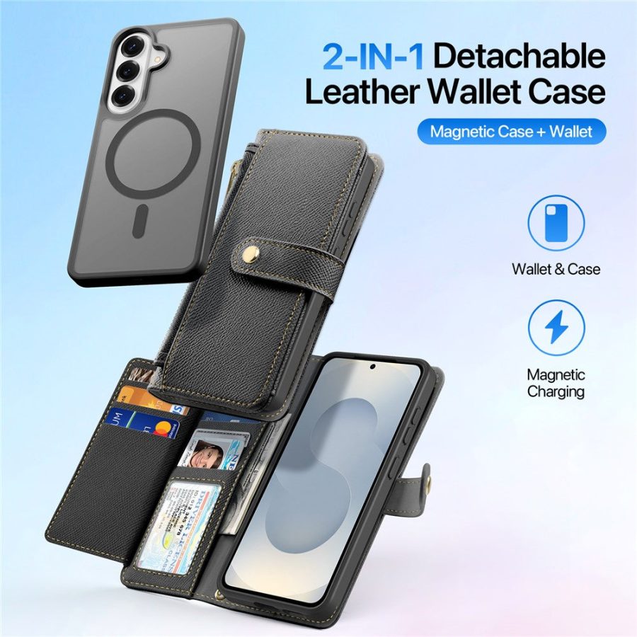 6601200094A-3 DUX DUCIS For Samsung Galaxy S26 Case Lawa Series Detachable Magnetic Cowhide Leather Cover Zipper Wallet