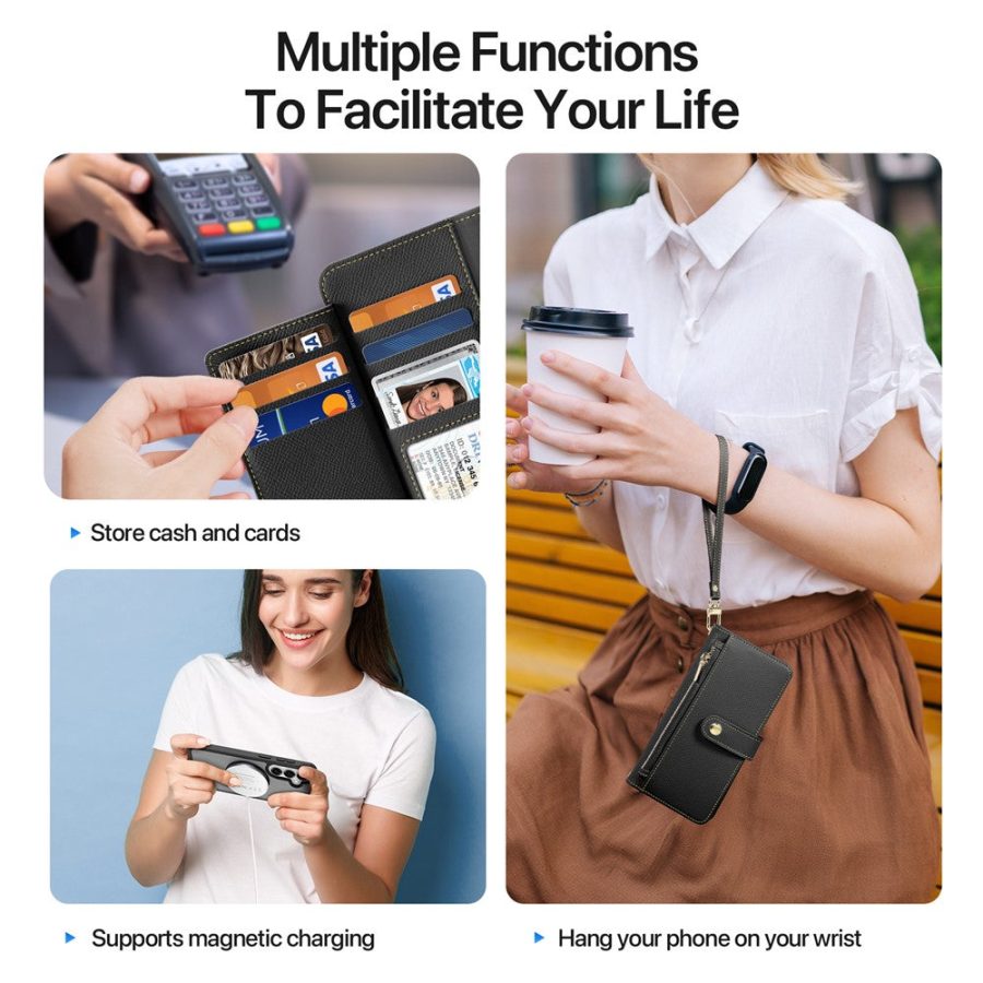 6601200095A-4 DUX DUCIS For Samsung Galaxy S26+ Case Lawa Series Detachable Magnetic Cowhide Leather Cover Zipper Wallet