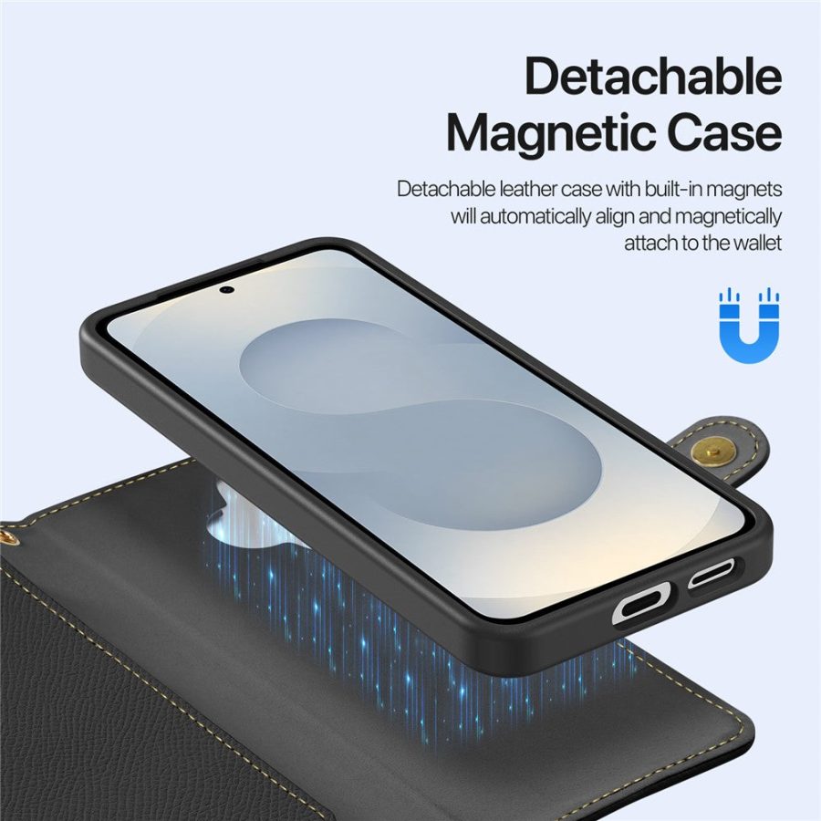 6601200095A-5 DUX DUCIS For Samsung Galaxy S26+ Case Lawa Series Detachable Magnetic Cowhide Leather Cover Zipper Wallet