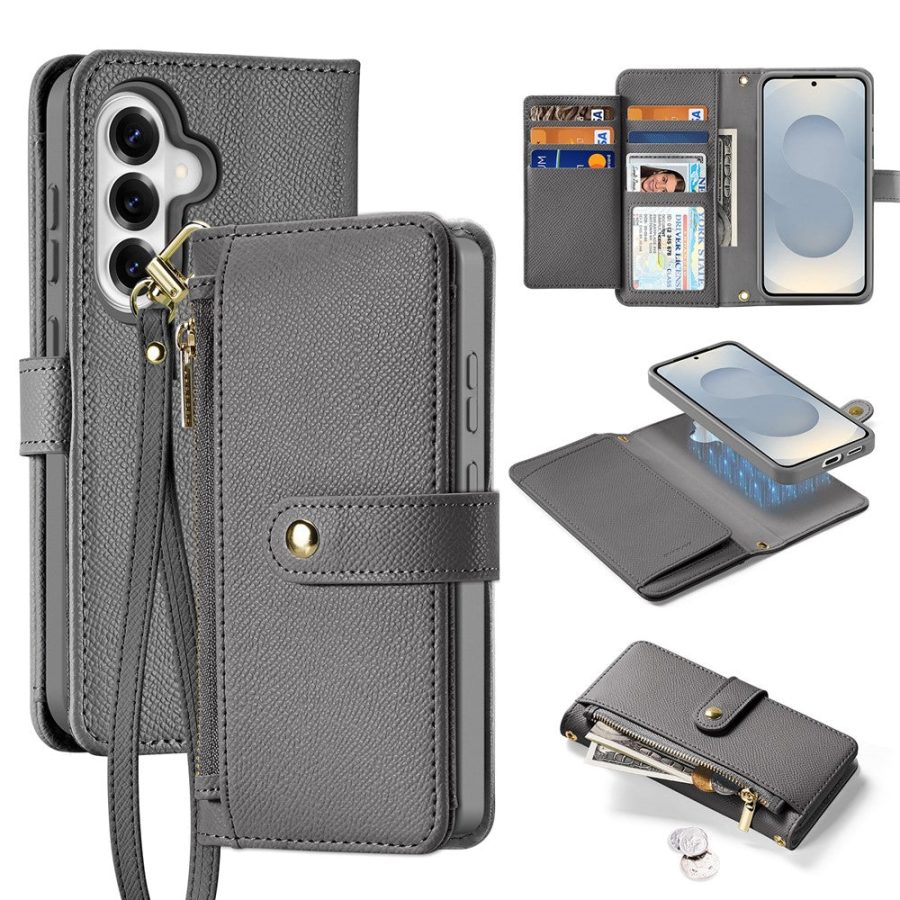 6601200095B-1 DUX DUCIS For Samsung Galaxy S26+ Case Lawa Series Detachable Magnetic Cowhide Leather Cover Zipper Wallet