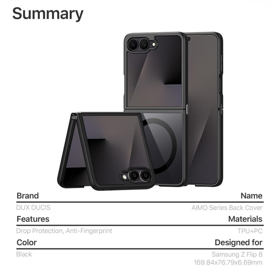 DUX DUCIS Aimo Series For Samsung Galaxy Z Flip8 Magnetic Case PC - TPU Clear Back Phone Cover (REACH Certification)
