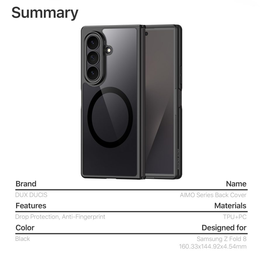 6601217297A-10 DUX DUCIS for Samsung Galaxy Z Fold8 Ultra Aimo Series Magnetic Case PC - TPU Clear Back Phone Cover (REACH Certification)