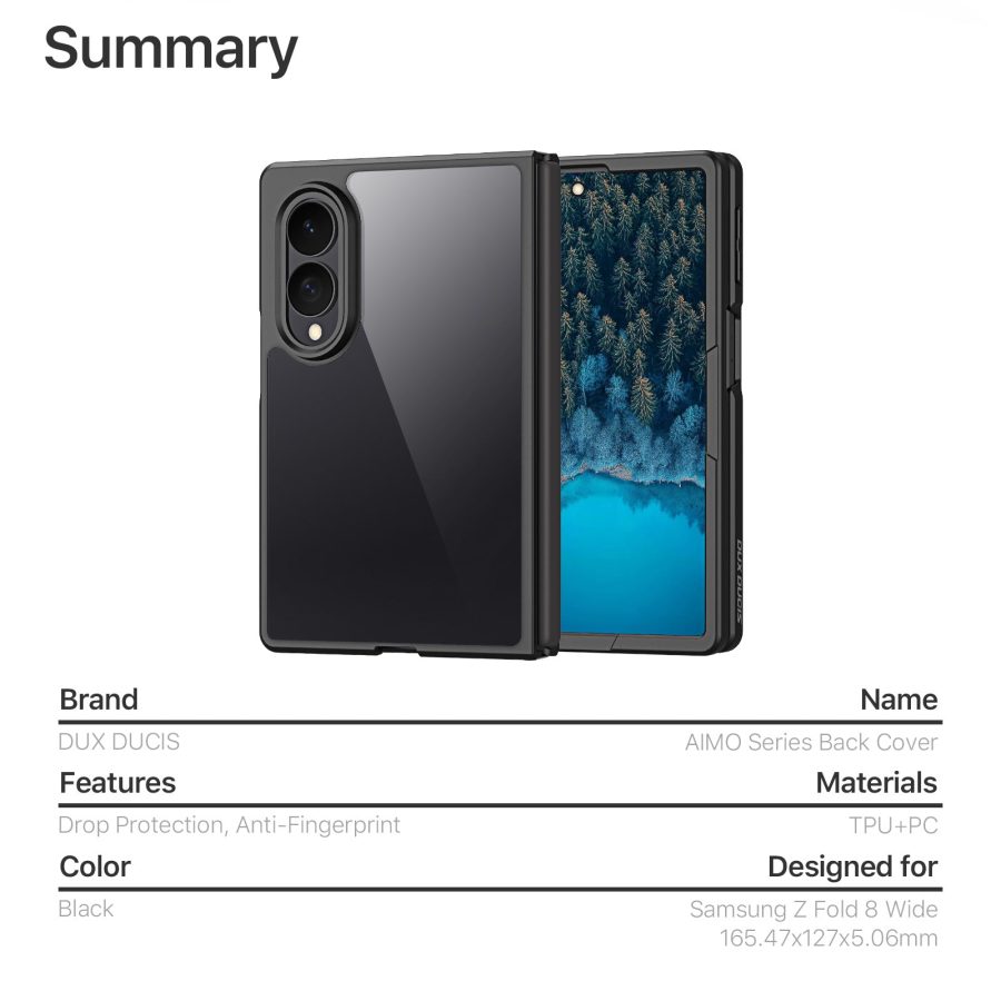 6601218137A-10 DUX DUCIS for Samsung Galaxy Z Fold8 Aimo Series PC - TPU Clear Back Phone Cover (REACH Certification)