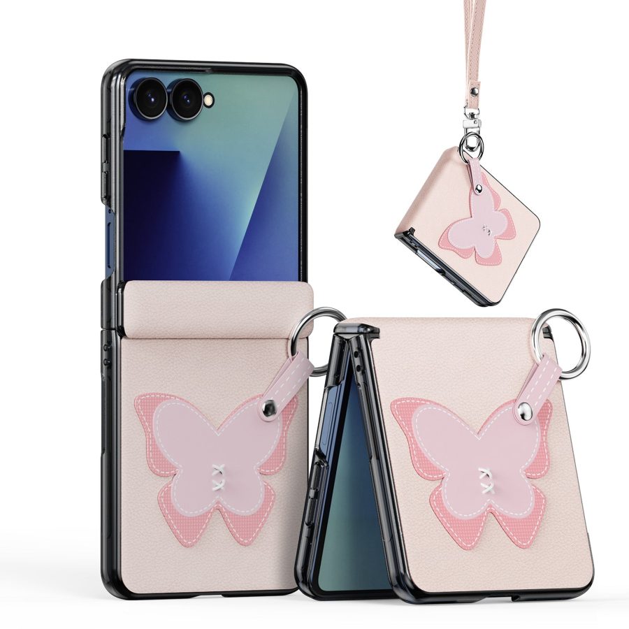 6601223742C-1 DUX DUCIS for Samsung Galaxy Z Flip8 Case Luvy Series PU Leather - PC Phone Case with Ring Holder / Strap