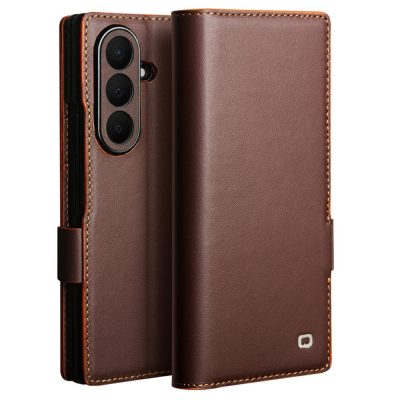 6601225790A-1 QIALINO For Samsung Galaxy Z Fold8 Ultra Case Matte Genuine Leather Wallet Flip Phone Cover With Magnetic Closure