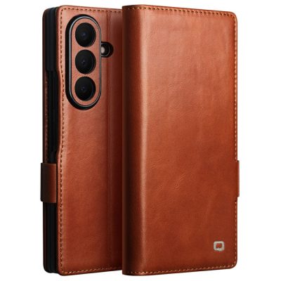 6601225791A-1 QIALINO For Samsung Galaxy Z Fold8 Ultra Case Oil-Waxed Genuine Leather Wallet Flip Phone Cover With Magnetic Closure