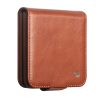 QIALINO For Samsung Galaxy Z Flip8 Case Oil-Waxed Genuine Leather Flip Phone Cover With Card Slot