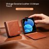 QIALINO For Samsung Galaxy Z Flip8 Case Oil-Waxed Genuine Leather Flip Phone Cover With Card Slot