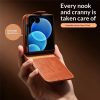 QIALINO For Samsung Galaxy Z Flip8 Case Oil-Waxed Genuine Leather Flip Phone Cover With Card Slot