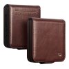 QIALINO For Samsung Galaxy Z Flip8 Case Oil-Waxed Genuine Leather Flip Phone Cover With Card Slot