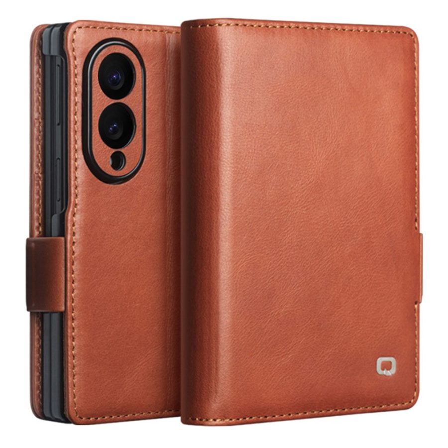 QIALINO For Samsung Galaxy Z Fold8 Case Oil-Waxed Genuine Leather Flip Stand Wallet Phone Cover