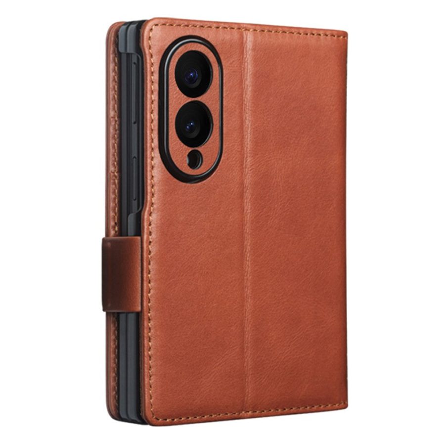 QIALINO For Samsung Galaxy Z Fold8 Case Oil-Waxed Genuine Leather Flip Stand Wallet Phone Cover