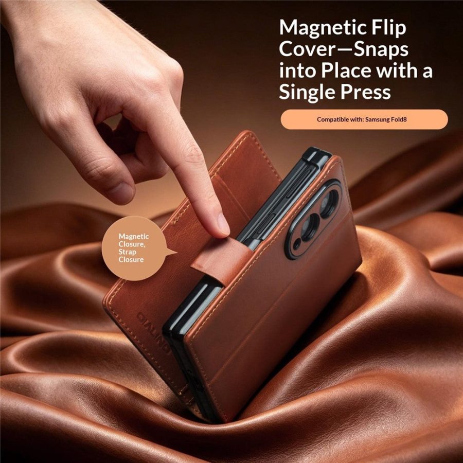 QIALINO For Samsung Galaxy Z Fold8 Case Oil-Waxed Genuine Leather Flip Stand Wallet Phone Cover