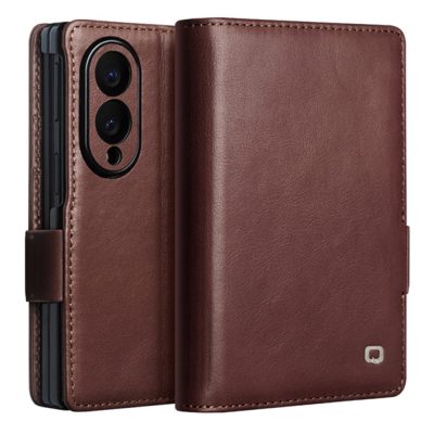6601226298B-1 QIALINO For Samsung Galaxy Z Fold8 Case Oil-Waxed Genuine Leather Flip Stand Wallet Phone Cover