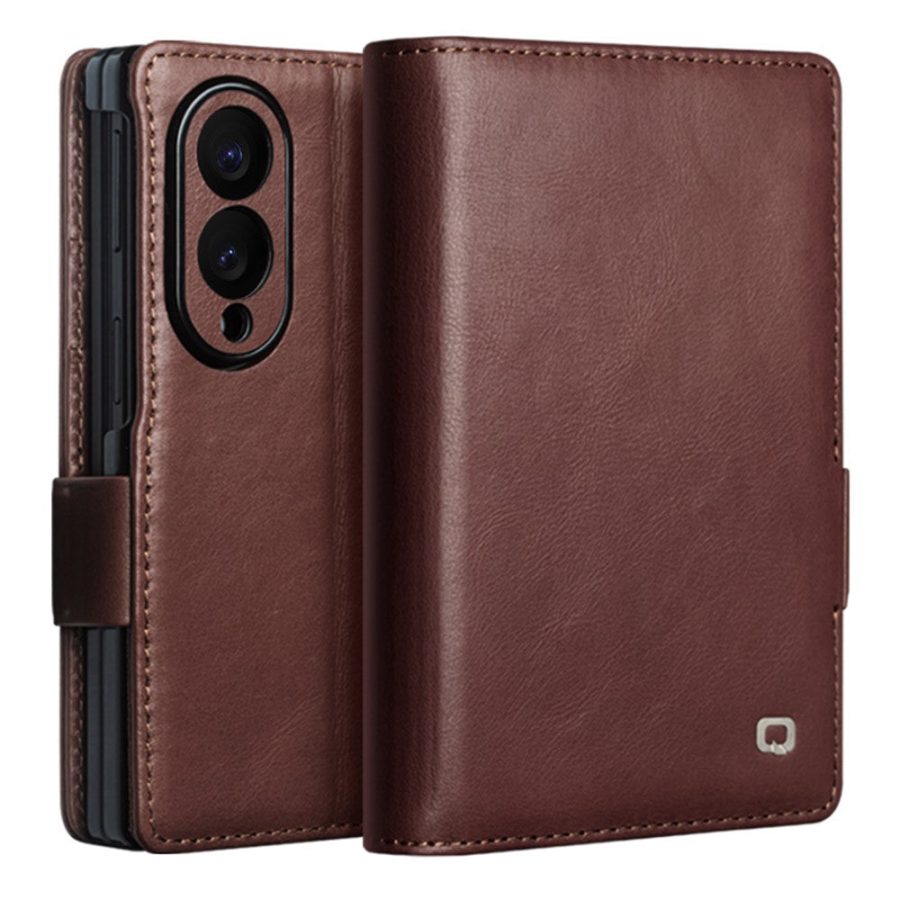 QIALINO For Samsung Galaxy Z Fold8 Case Oil-Waxed Genuine Leather Flip Stand Wallet Phone Cover