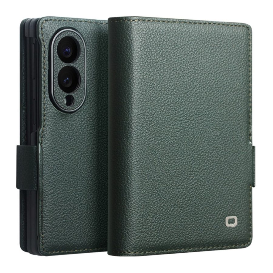6601226300C-1 QIALINO For Samsung Galaxy Z Fold8 Case Matte Genuine Leather Flip Stand Wallet Phone Cover