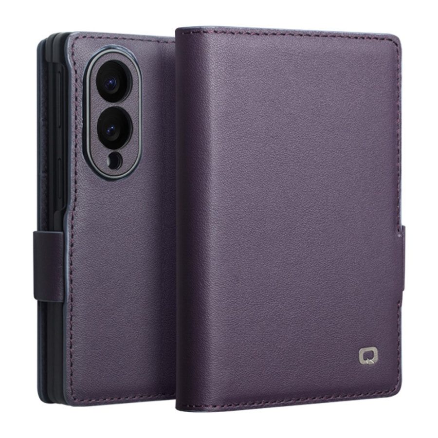 6601226300D-1 QIALINO For Samsung Galaxy Z Fold8 Case Matte Genuine Leather Flip Stand Wallet Phone Cover