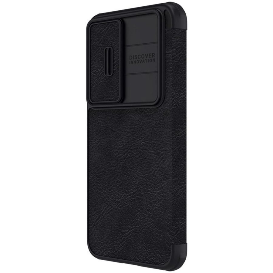 660126620A-6 NILLKIN Qin Pro Series for Samsung Galaxy S23+ PU Leather Phone Case Card Holder Folio Flip Cover with Slide Lens Protector