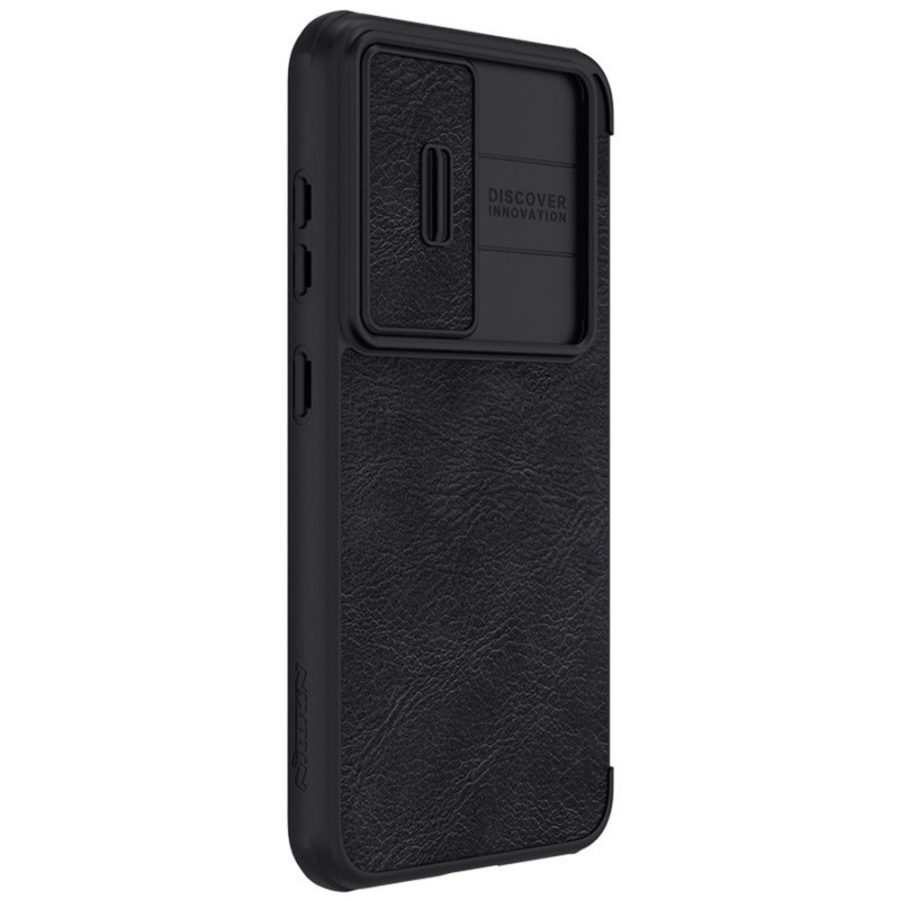 660126620A-7 NILLKIN Qin Pro Series for Samsung Galaxy S23+ PU Leather Phone Case Card Holder Folio Flip Cover with Slide Lens Protector