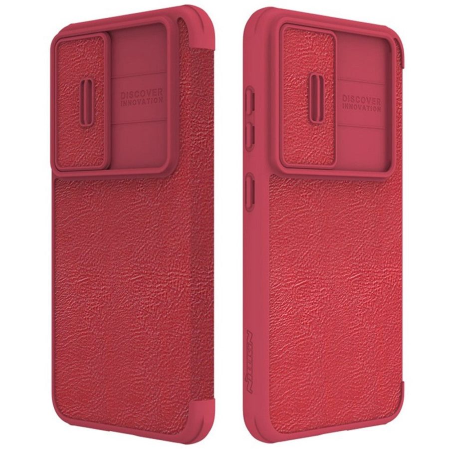 660126620C-1 NILLKIN Qin Pro Series for Samsung Galaxy S23+ PU Leather Phone Case Card Holder Folio Flip Cover with Slide Lens Protector