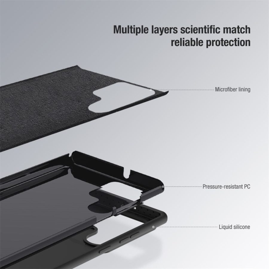 NILLKIN For Samsung Galaxy S23 Ultra Hard PC Soft Silicone Case Anti-scratch Phone Cover with Slide Camera Protector