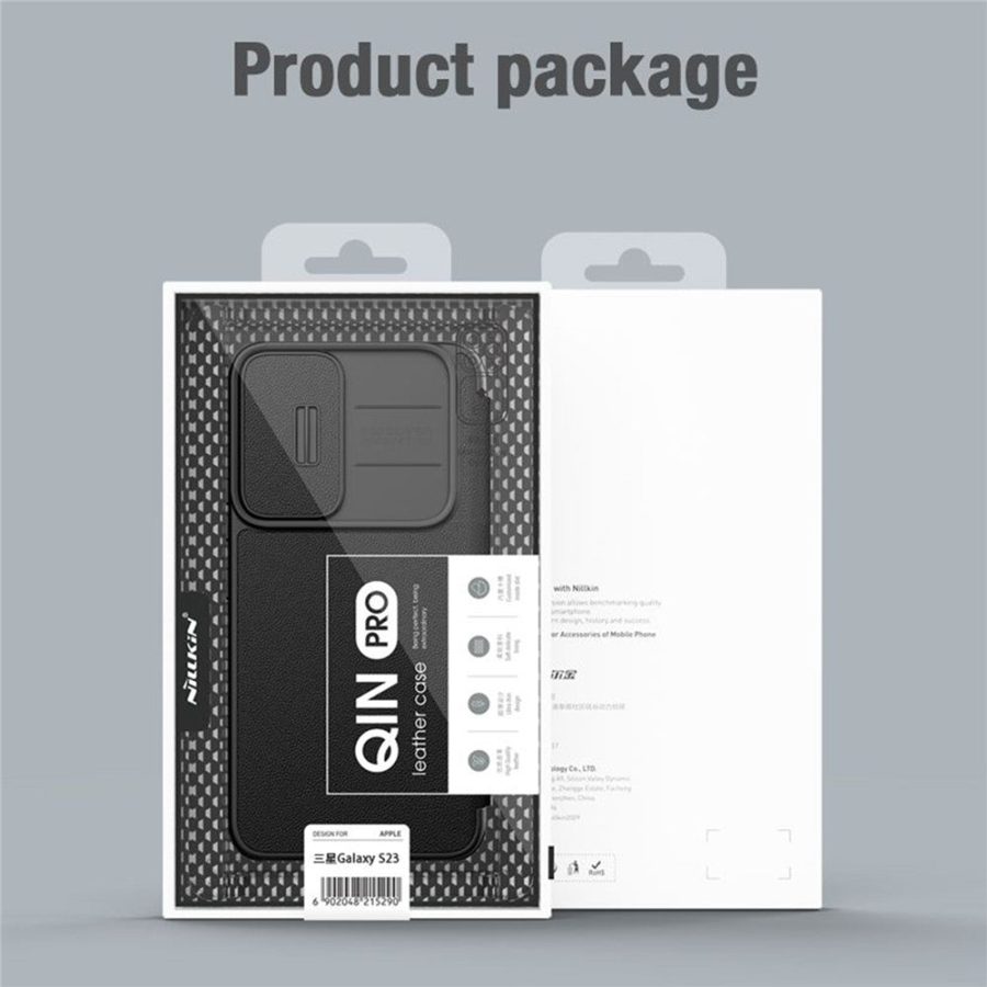 660127990B-6 NILLKIN Qin Pro Series Shockproof Phone Case for Samsung Galaxy S23 Slide Lens Protection Phone Cover with Card Slots