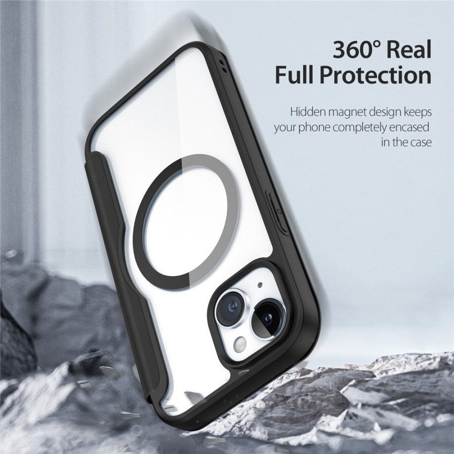 660150727B-10 DUX DUCIS Skin X Pro Series For iPhone 15 Leather Case Flip Cover Compatible with MagSafe