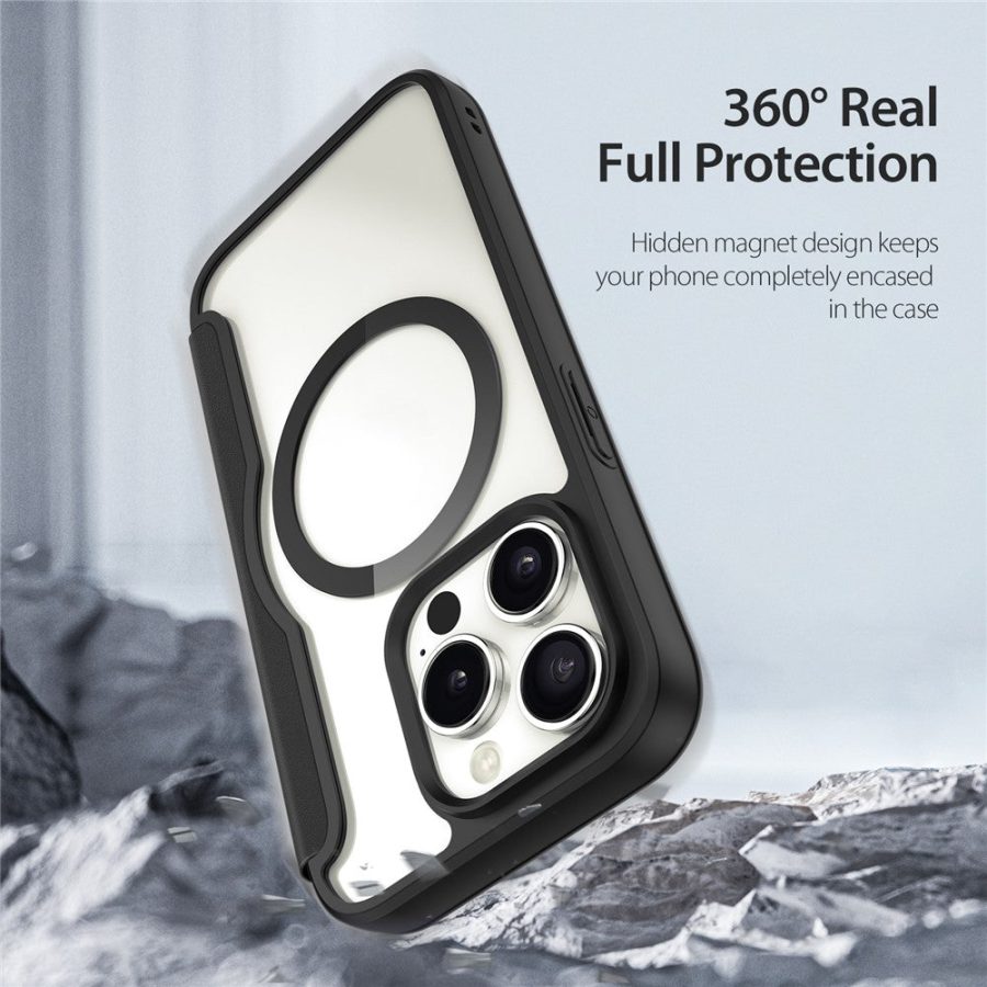 660150728A-10 DUX DUCIS Skin X Pro Series For iPhone 15 Pro Leather Case Flip Cover Compatible with MagSafe