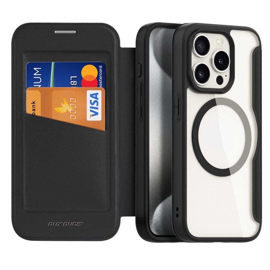 660150728A-2 DUX DUCIS Skin X Pro Series For iPhone 15 Pro Leather Case Flip Cover Compatible with MagSafe