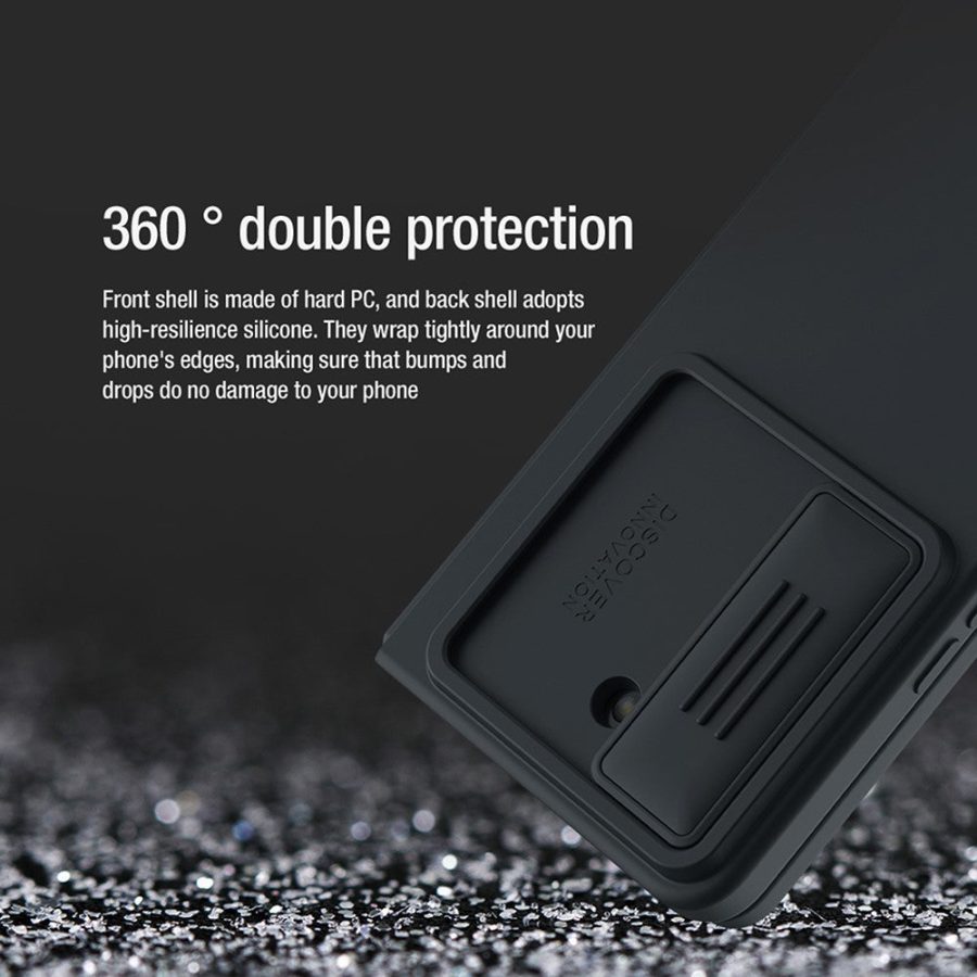 660154295B-10 NILLKIN For Samsung Galaxy Z Fold5 Case Dual Layer Shockproof Hard PC Soft Silicone Phone Cover with Slide Camera Lens